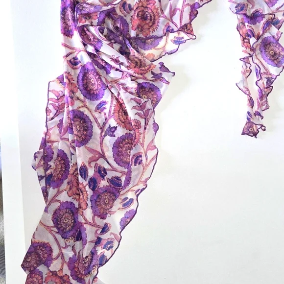 New Free People Taylor Floral Asymmetrical Ruffle Top - Picture 5 of 6